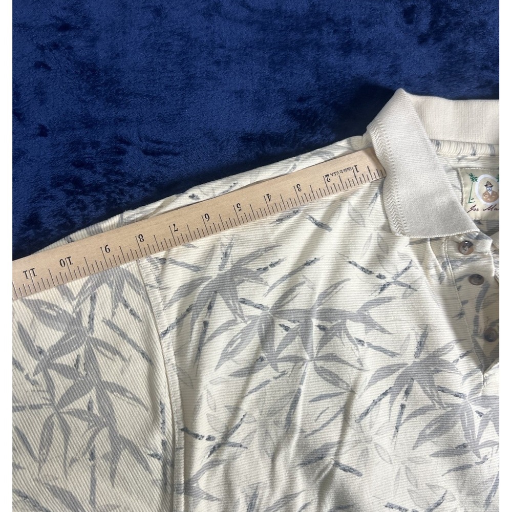 Joe Marlin Polo Shirt Men's Size 2X Ivory Ribbed Cotton Blend Bamboo Print - Picture 7 of 9